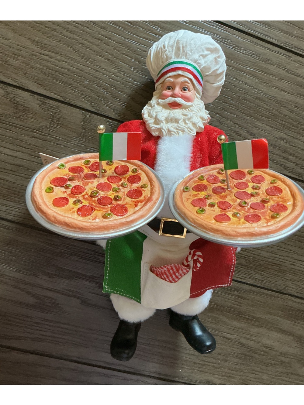 11“ Fabriché™ Chef Santa With Two Pizza's
